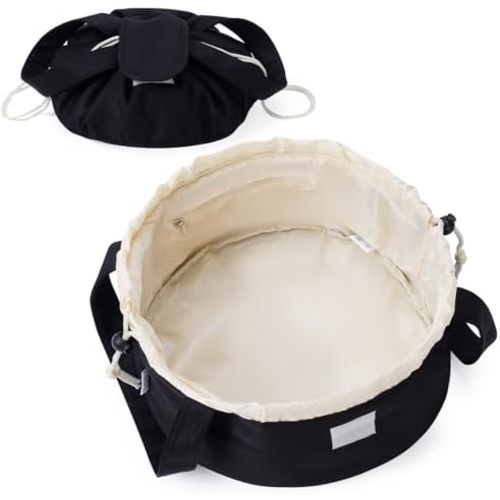 Narwey Lay Flat Drawstring Makeup Bag, Travel Toiletry Cosmetic Bag Women