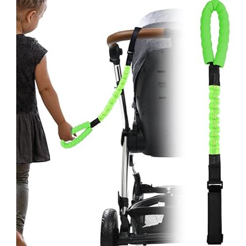 ONEDONE Stroller Handle for Toddler Travel 20" Stroller Strap for Kids to Hold Handle for Strollers, Wagons, Shopping Carts Soft Handle for Child Safety Keep Kids Close Green
