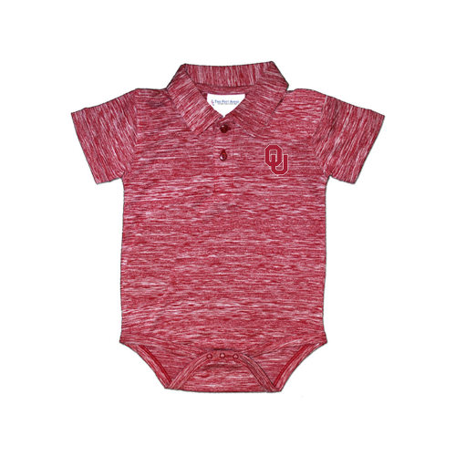 Oklahoma Sooners Baby Cardinal Space Dye Short Sleeve One Piece Polo