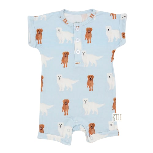 Boys Golden Retriever Bamboo Button Romper