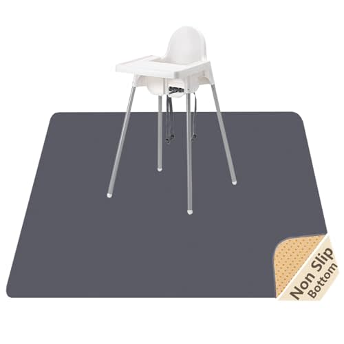 Splat Mat for Under High Chair/Arts/Crafts, WOMUMON Washable Spill Mat Waterproof Anti-Slip Floor Protector Splash Mat, Messy Mat and Table Cloth