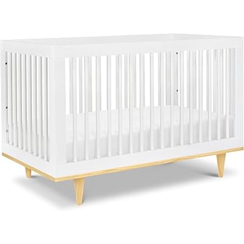 daVinci Marley 3-in-1 Convertible Baby Crib - GREENGUARD Gold Certified Convertible White Finish & Natural Legs Baby Crib to Toddler Bed, Daybed - Easy to Assemble - with 4 Adjustable Mattress Heights