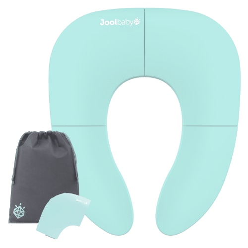 Jool Baby Folding Travel Potty Training Seat for Toddlers, Fits Round & Oval Toilets, Non-Slip Suction Cups, Includes Free Travel Bag (Aqua)