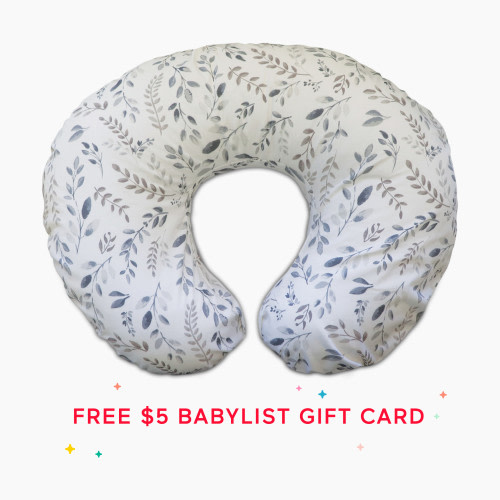 Boppy Original Nursing Pillow and Positioner + Free $5 Babylist Gift Card - Grey Taupe Leaves