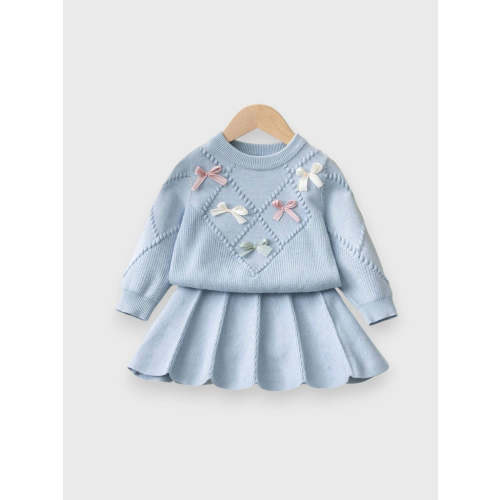 Baby Girl Bow Knit Sweater & Skirt Set