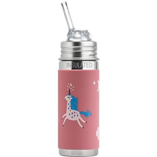 Pura Kid Insulated Stainless Steel Bottle - Plastic-Free, Silicone Straw, Anti-Colic, Unicorn