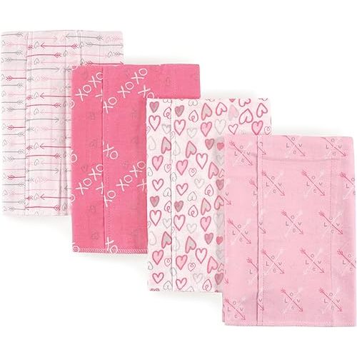 Luvable Friends Unisex Baby Cotton Flannel Burp Cloths, Love, One Size