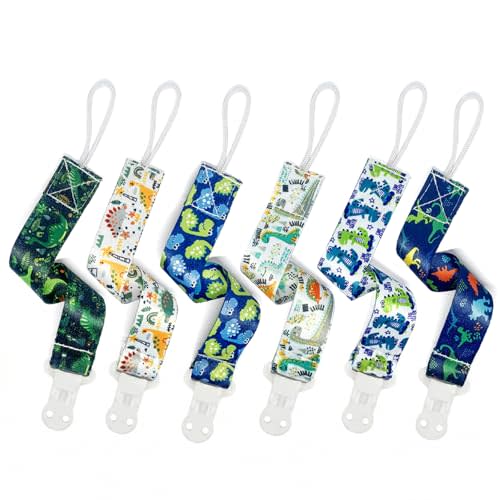 PandaEar Baby Pacifier Clips, 6 Pack Universal Holder Leash for Boys and Girls, Teething Toys Teethers