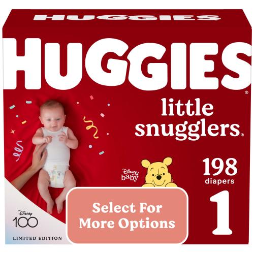 Huggies Little Snugglers Baby Diapers, Size 1 (8-14 lbs), 198 Ct