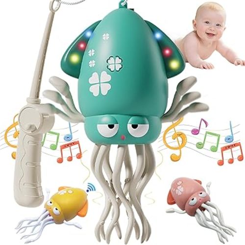 Electric Crawling Dancing Octopus Toy for Walking Baby Boy Girl 0-6 6-12 12-18 Months, Infant Tummy Time Musical Magic Dancing Squid Toy for 3 4 5 6 7 8 9 10 11 12 Toddler 1st Birthday Gift