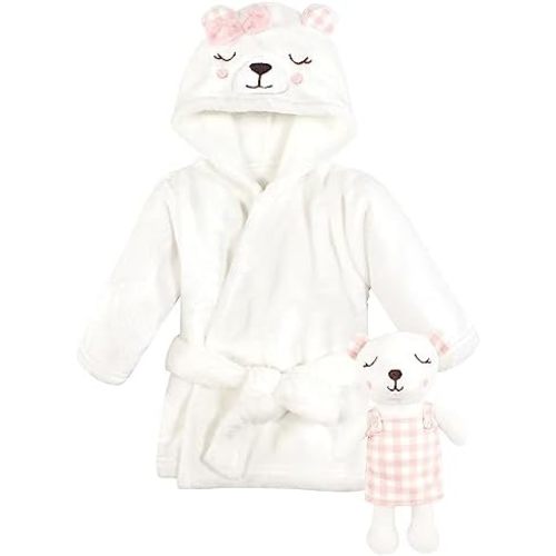 Hudson Baby unisex-baby Plush Bathrobe and Toy Set