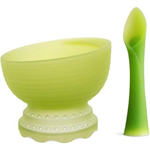 Olababy 2 Piece Baby Led Weaning Advanced Feeding Set, Includes Training Spoon and Steambowl