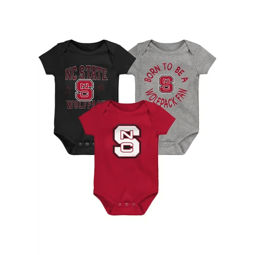 NC State Wolfpack Baby BLACK Born To Be 3pk One Piece Set - 1262253