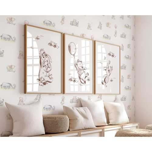 Winnie the Pooh Prints Nursery Wall Art Printable Set of 3 Decor, Digital Download