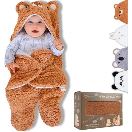 Baby Swaddle Blanket Bear 0-6 Months Cute Organic Ultra Soft Plush NewBorn Baby Essentials Must Have Infants Girls Boys Gender Neutral Stuff, Registry Gift Receiving Swaddling Wrap Clothes Shower Gift