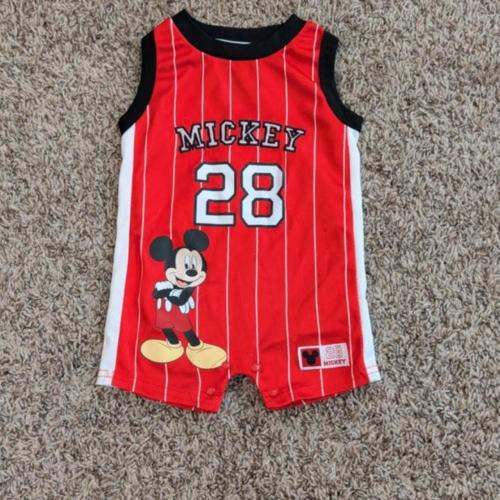 Disney Mickey Mouse red jersey romper with white...