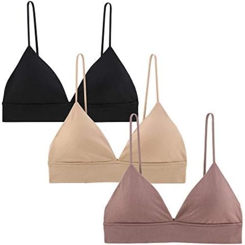 INIBUD Bralette for Women Triangle Cups Removable Padded Wire Free Pull On Closure