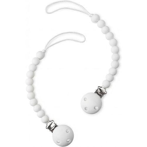 Comfy Cubs Pacifier Clips 2 Pack - 100% Food Grade Silicone Baby Pacifier Clips, BPA & PVC Free - CPSIA Certified, Lightweight and Flexible Baby Gifts - White