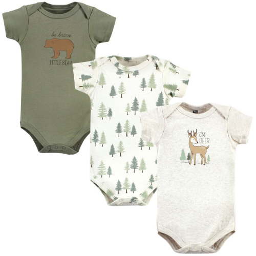 Hudson Baby Cotton Bodysuits, Forest Deer 3-Pack, 0-3 Months