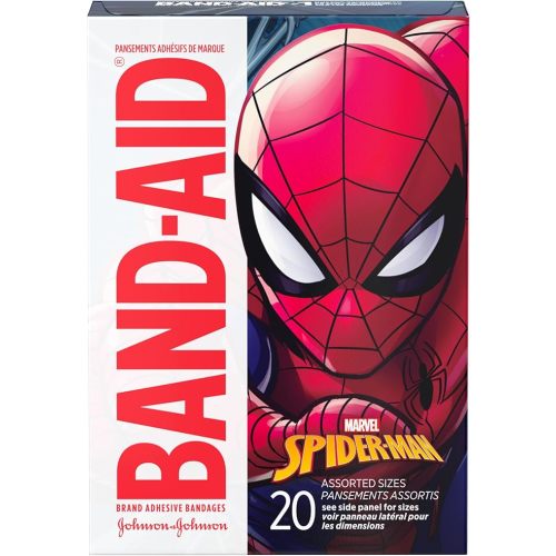 Band-Aid Brand Adhesive Bandages for Minor Cuts and Scrapes, Featuring Marvel Spiderman for Kids, Assorted Sizes 20 ct