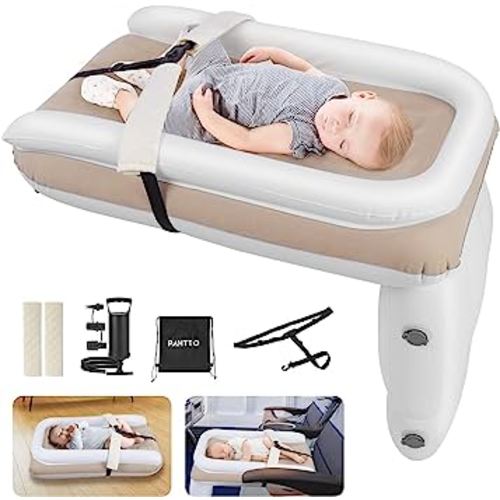 PAHTTO Inflatable Airplane Bed for Kids, Portable Toddlers Airplane Blow Up Bed for Travel, Baby Airplane Mattress with Hand Pump, Toddler Airplane Travel Essentials