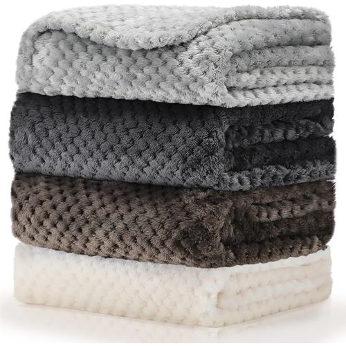 Frienda 4 Pcs Baby Fuzzy Blanket Fluffy Baby Blanket for Boys Girls Soft Warm Infant Newborn Toddler Receiving Nursery Bed Supplies, 32 x 24 Inch(Grey Color)
