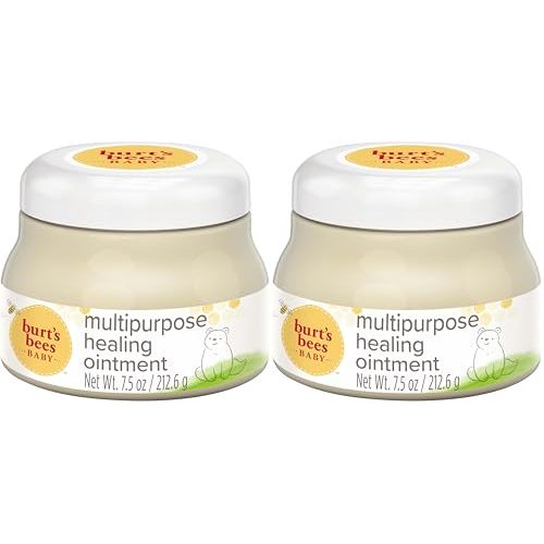 Burt's Bees Baby 100% Natural Origin Multipurpose Healing Ointment, Face & Body Baby Ointment – 7.5 Ounce Tub (Pack of 2)