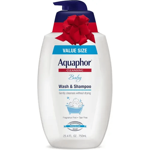 Aquaphor Baby Wash and Shampoo, Unscented Baby Shampoo and Wash, 25.4 Fl Oz Pump Bottle