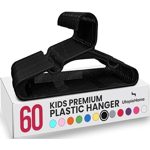 Utopia Home Kids Hangers 60 Pack – 11.5 Inch Baby Closet Hangers Black