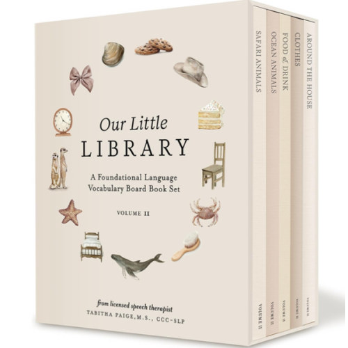 Our Little Library Vol. 2: First 100 Words Board Book Box Set, including Ocean Animals, Safari Animals, Food and Drink, Clothes, and Around the House (Tabitha Paige Children's Book Series)