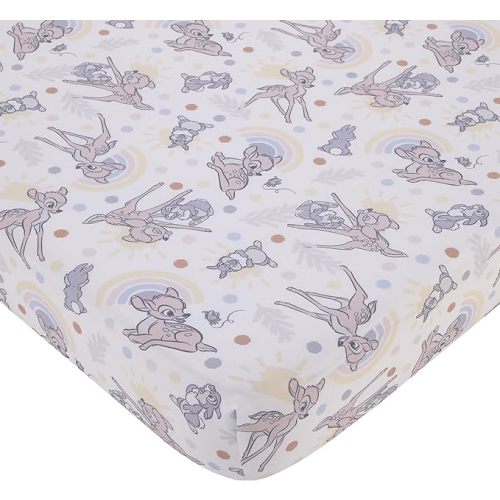Disney B is for Bambi Tan, Gray, and White Nursery Fitted Crib Sheet