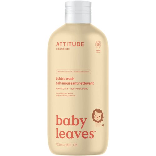 ATTITUDE Bubble Body Wash for Baby, EWG Verified, Dermatologically Tested, Plant and Mineral-Based, Vegan, Pear Nectar, 16 Fl Oz