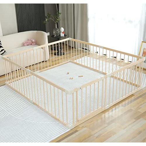 Baby Playpen Play Pen Play Fence Yards Wooden Large,Playpens for Babies and Toddlers Kids Indoor,Baby Play Yards Gym Area,Baby Day Care Play Pin(180x200x61 cm)
