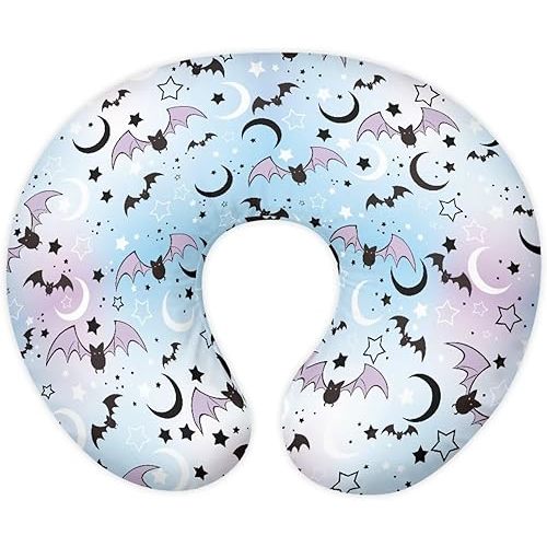 Moon and Cartoom Bats Baby Nursing Pillow Cover Baby Breastfeeding Slipcover Infant Newborn Nursery Bottle Pillowcase Stretchy Replaceable Pillow Cover Slipcover Halloween Decor