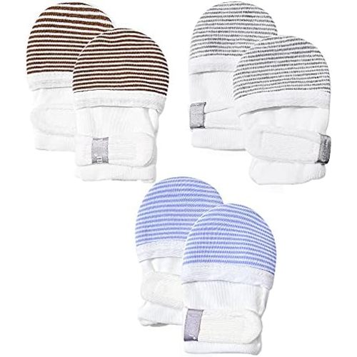 Baby Newborn No Scratch Mittens Stay On, 100% Cotton Adjustable 0-12M