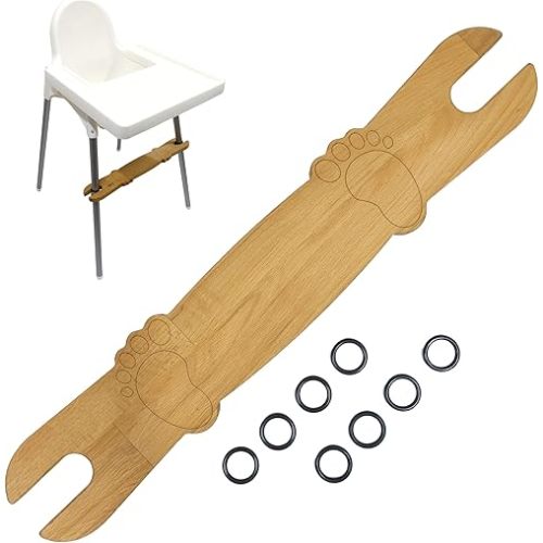 High Chair Footrest, Adjustable Non-Slip Natural Wooden Foot Rest for Baby HighChair Footrest, Foot Rest for High Chair Baby Compatible with IKEA Highchair Accessories