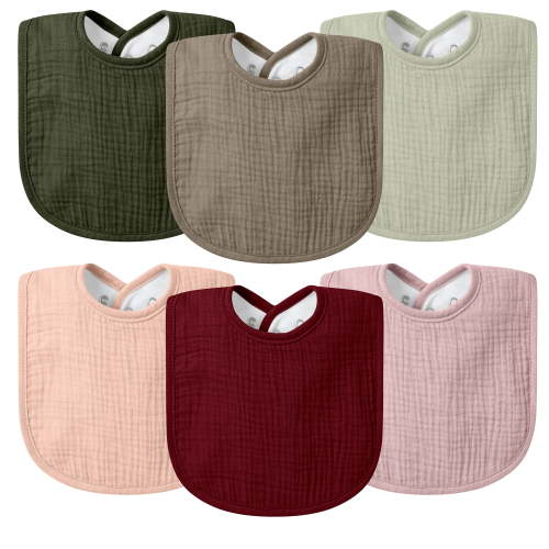6 Pack Baby Snap Muslin Bibs,Cotton Baby Bibs,Adjustable Absorbent Breathable Bibs,Bandana Burp Bib Set,Soft Drooling Teething Cloth Bibs for Kids