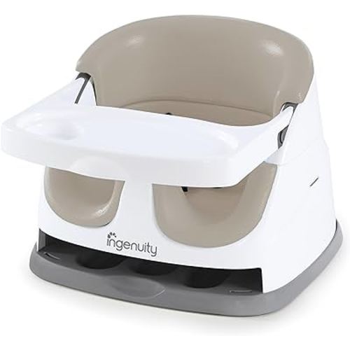 Ingenuity Baby Base 2-in-1 Booster Feeding and Floor Seat with Self-Storing Tray - Cashmere