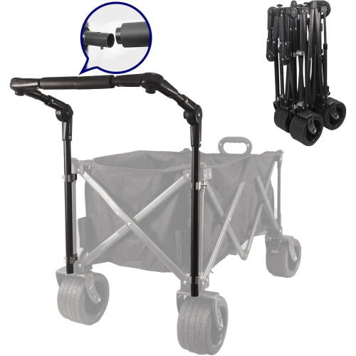 Universal Folding Wagon Push Handle Attachment with Stainless Steel Connectors,Foldable Push Pull Bar for Collapsible Wagon/Costco Wagon/Garden Carts/Stroller Wagon