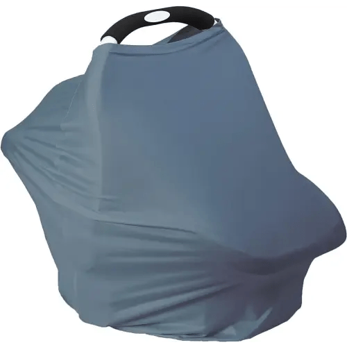 Breathable Car Seat Cover for Babies – Multi-Purpose Soft Rayon Nursing Cover for Breastfeeding, High Stretchy Infant Carseat Canopy, Stroller Cover (Smooth Rayon, Blue)