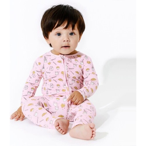 Milk and Cookies Pink Bamboo Convertible Footie, Pink - Bellabu Bear | Maisonette