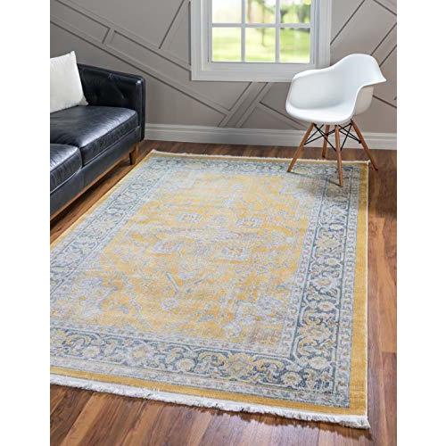 Unique Loom Baracoa Collection Area Rug - Prado (5' 5" x 8' Rectangle, Yellow/ Ivory)