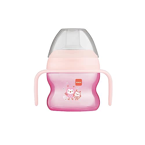 MAM Starter Cup (1 Count), MAM Sippy Cup, Drinking Cup with Extra-Soft Spill-Free Spout and Non-Slip Handles, for Girls 4+ Months, Five Ounces, Pink