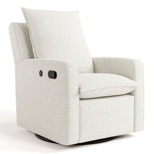 Storkcraft Timeless Recliner Glider With USB Charging Ivory Boucle