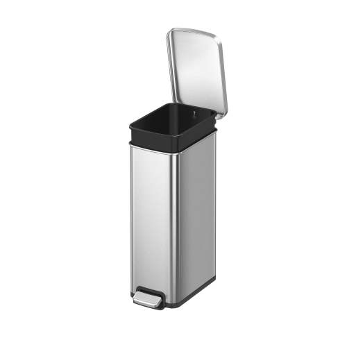 Better Homes & Gardens Kitchen Trash Can, 7.9 Gallon Stainless Steel Slim Step Garbage Bin with Soft Close Lid, Silver