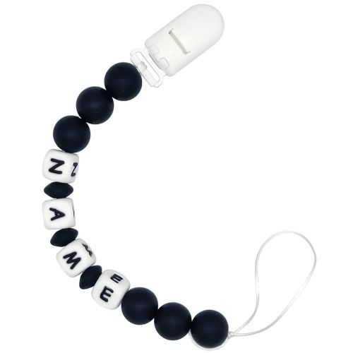 Personalized Name Pacifier Clip Pacifier Holder for Girls Boys (Black)