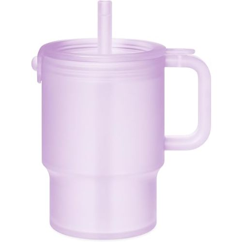 Olababy Clear Sense Silicone Tumbler with Handle & Straw 11 oz, Toddler & Kids Spill Proof Sippy Cup, Leak Resistant, BPA Free Baby Cup, Cupholder Compatible Travel Quencher (Lilac, 1 PK)