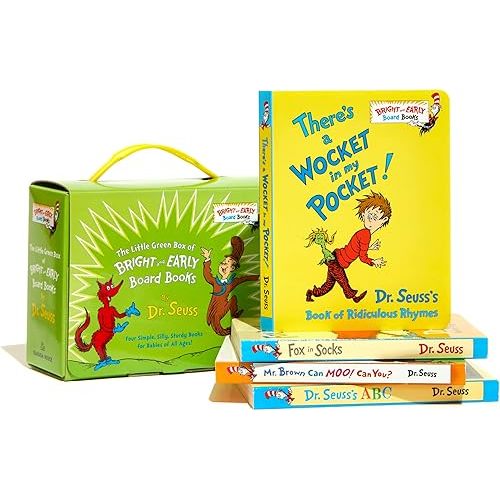 Little Green Boxed Set of Bright and Early Board Books: Fox in Socks; Mr. Brown Can Moo! Can You?; There's a Wocket in My Pocket!; Dr. Seuss's ABC Board book – Abridged, January 8, 2019