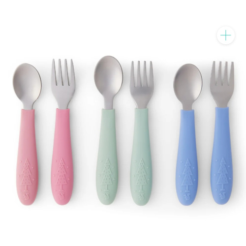 Babies/Toddler Stainless Steel Spoons + Forks with Silicone Handle
