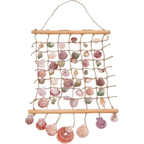 DECHOUS Sea Shell Wall Hanging Decor: Beach Ocean Macrame Wall Hanging Seashell Decor for Home Coastal Beach Themed Room - 20x15 Inch
